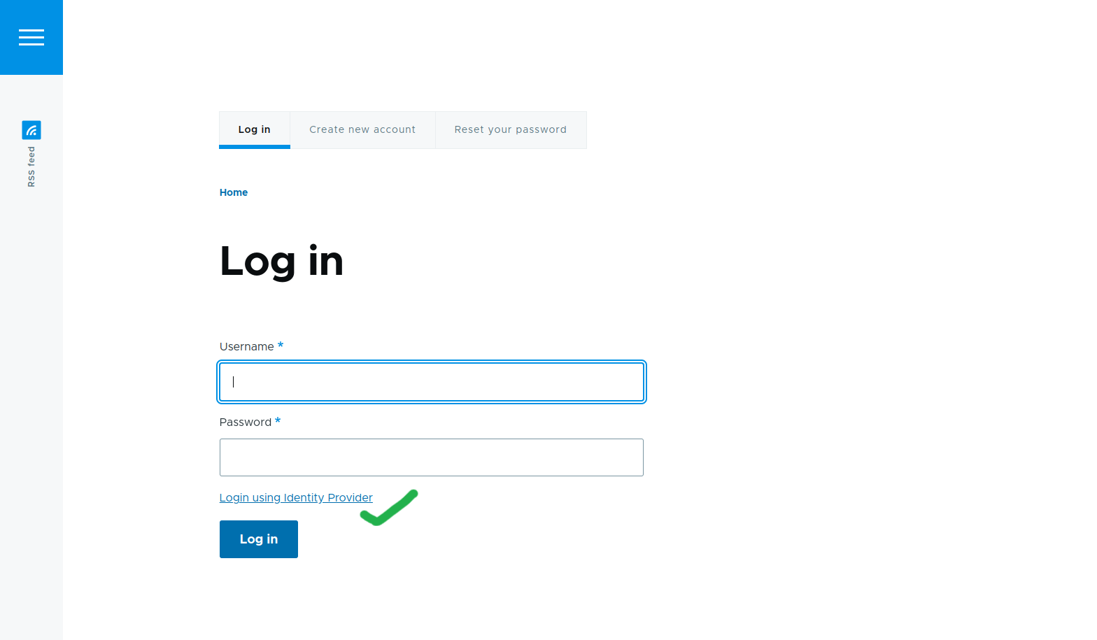 login page