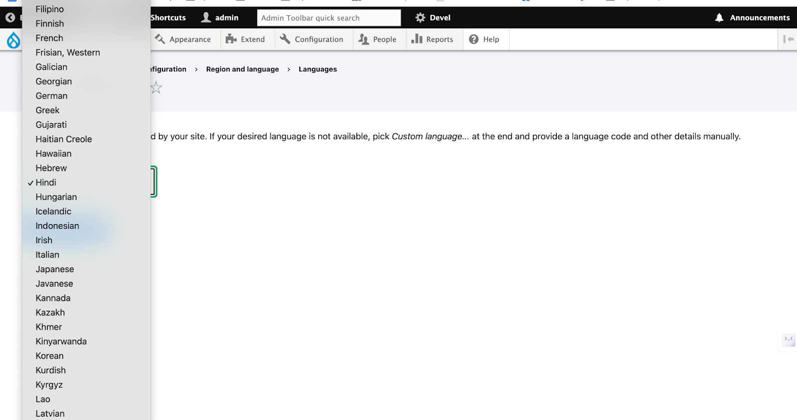 add language