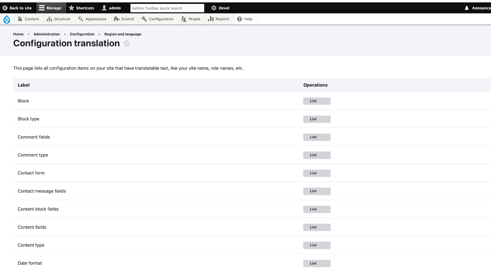 configuration translation
