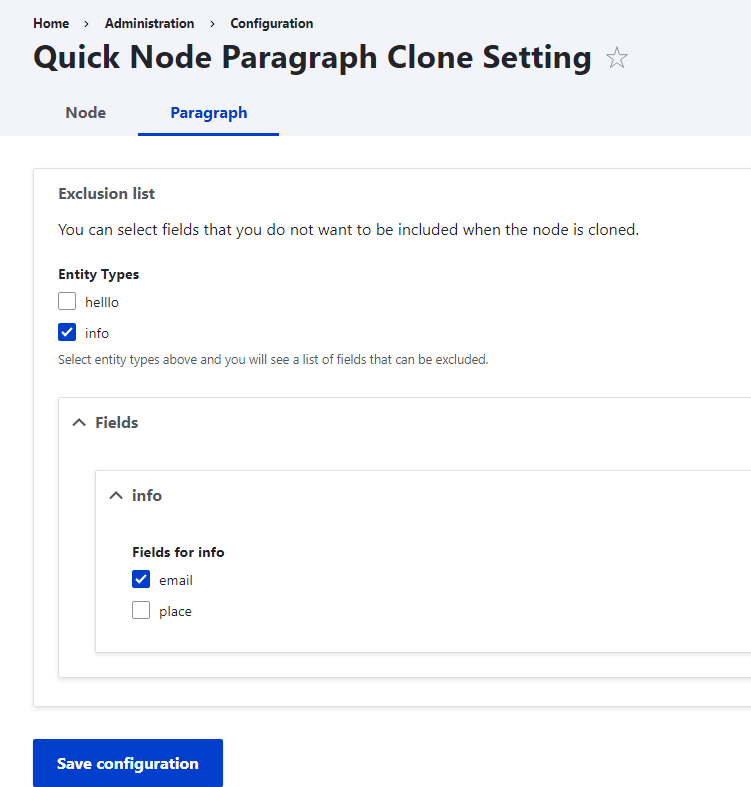 paragraph clone setting