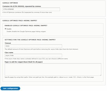 Ab testing configuration