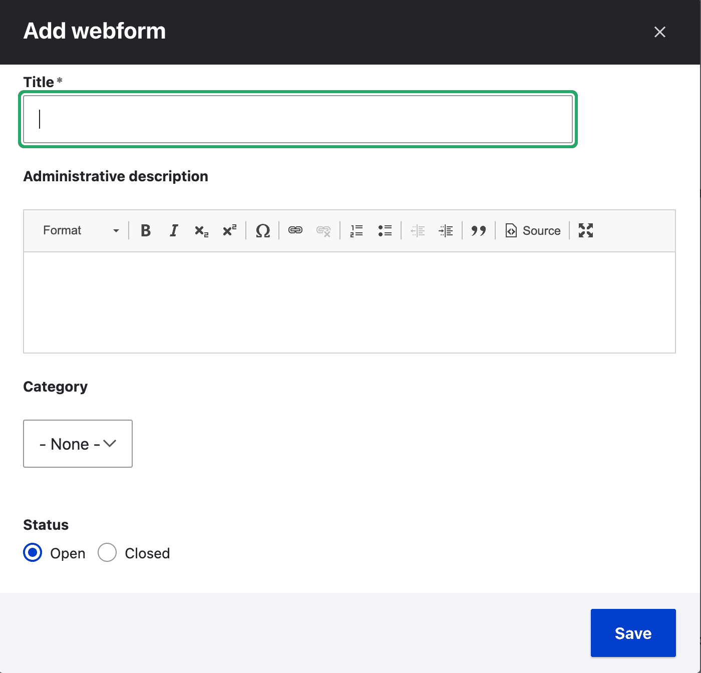 Adding Webform