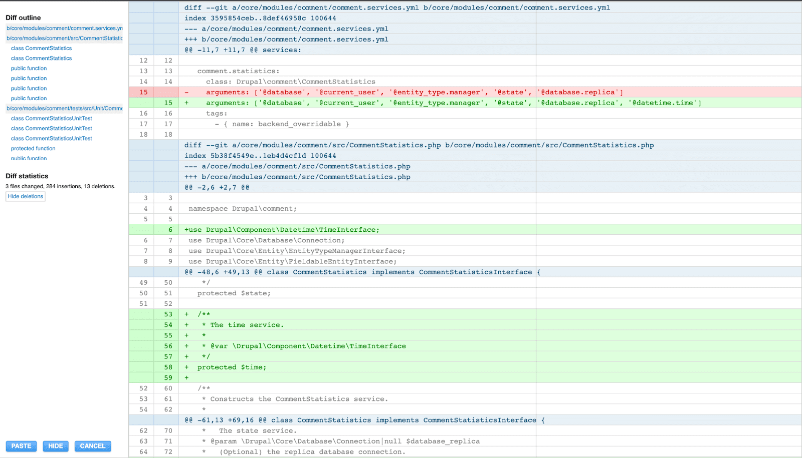 Patch file changes