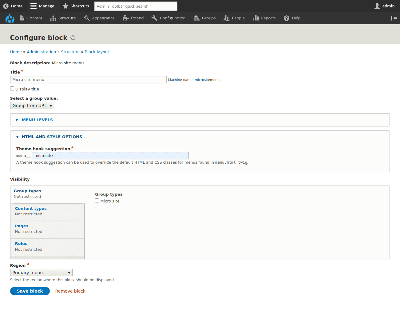 Configure Block