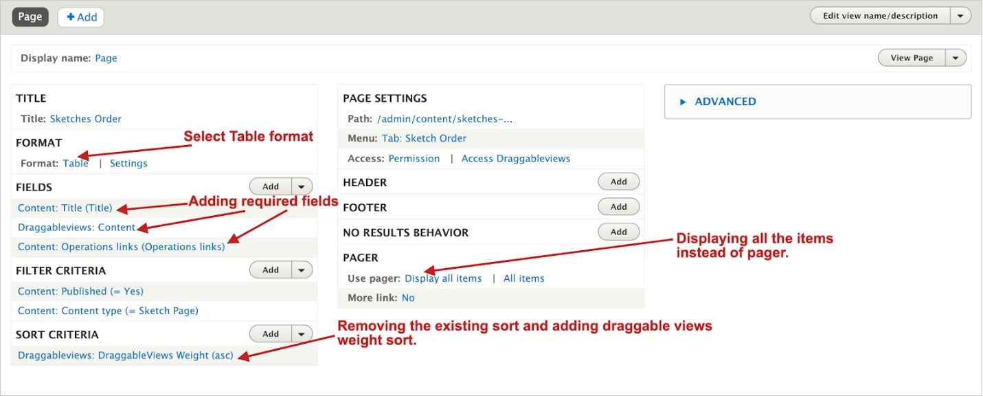 Create a Draggable view display