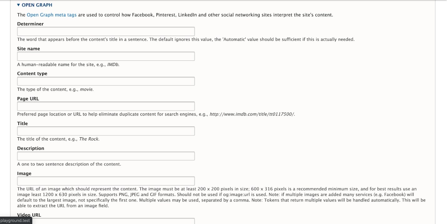 Open graph meta tags