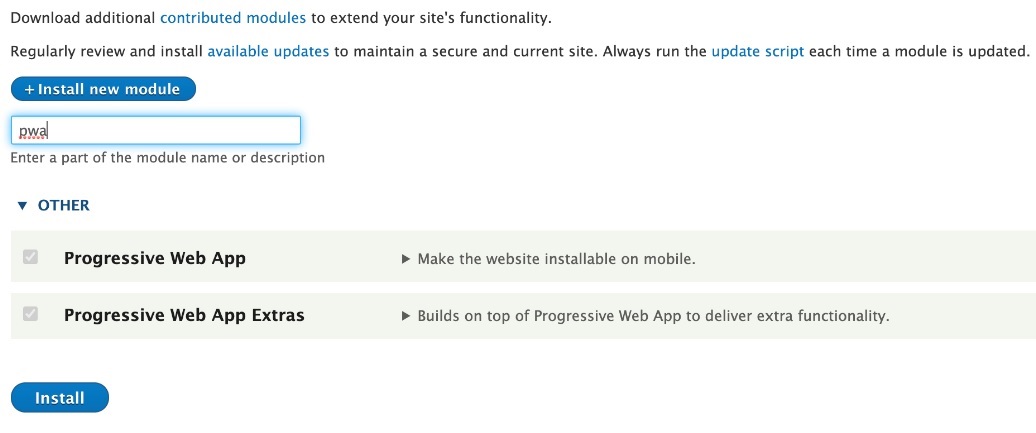 Installing PWA Module