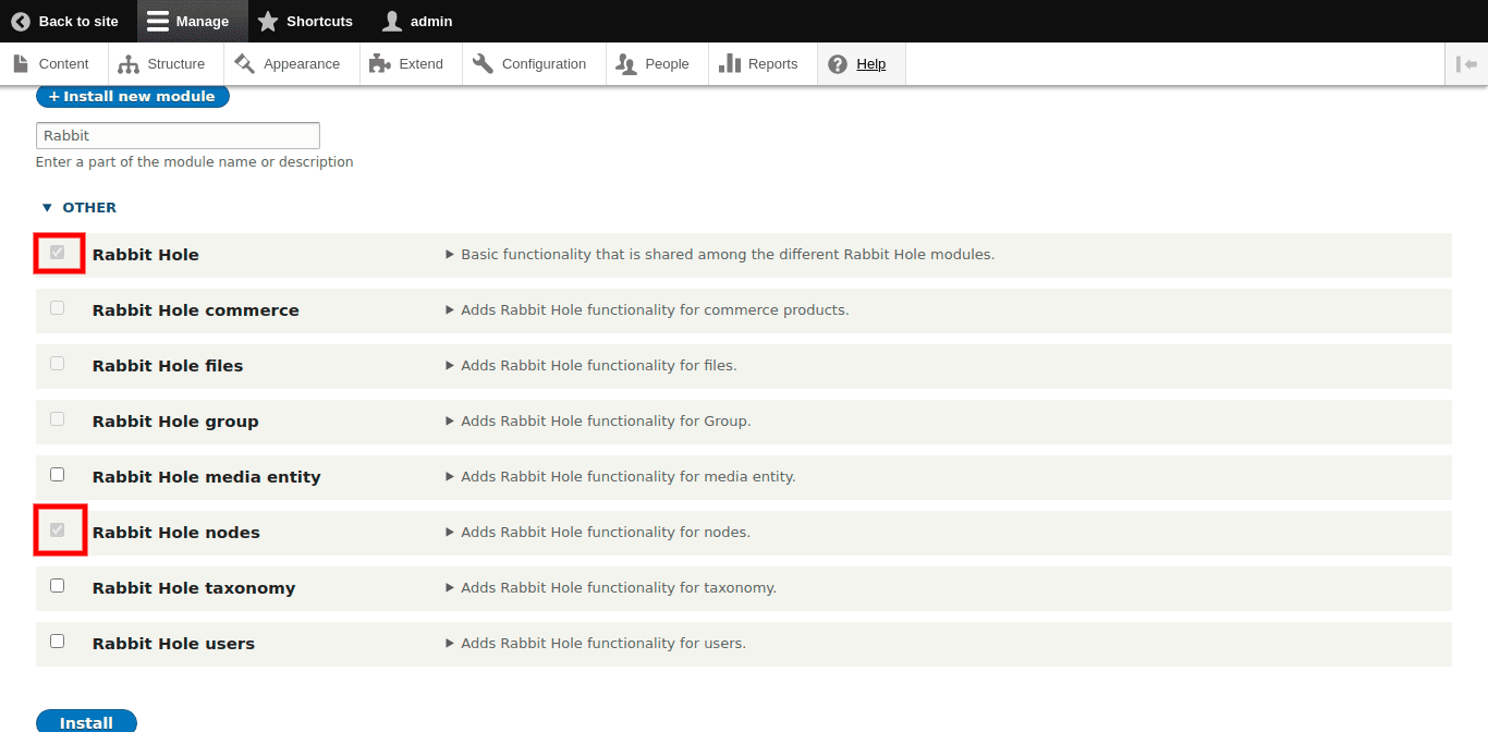 Configuring the Rabbit Hole Module