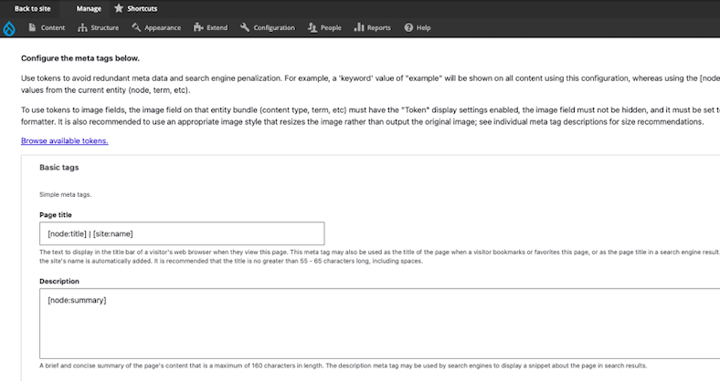 Metatag module configuration