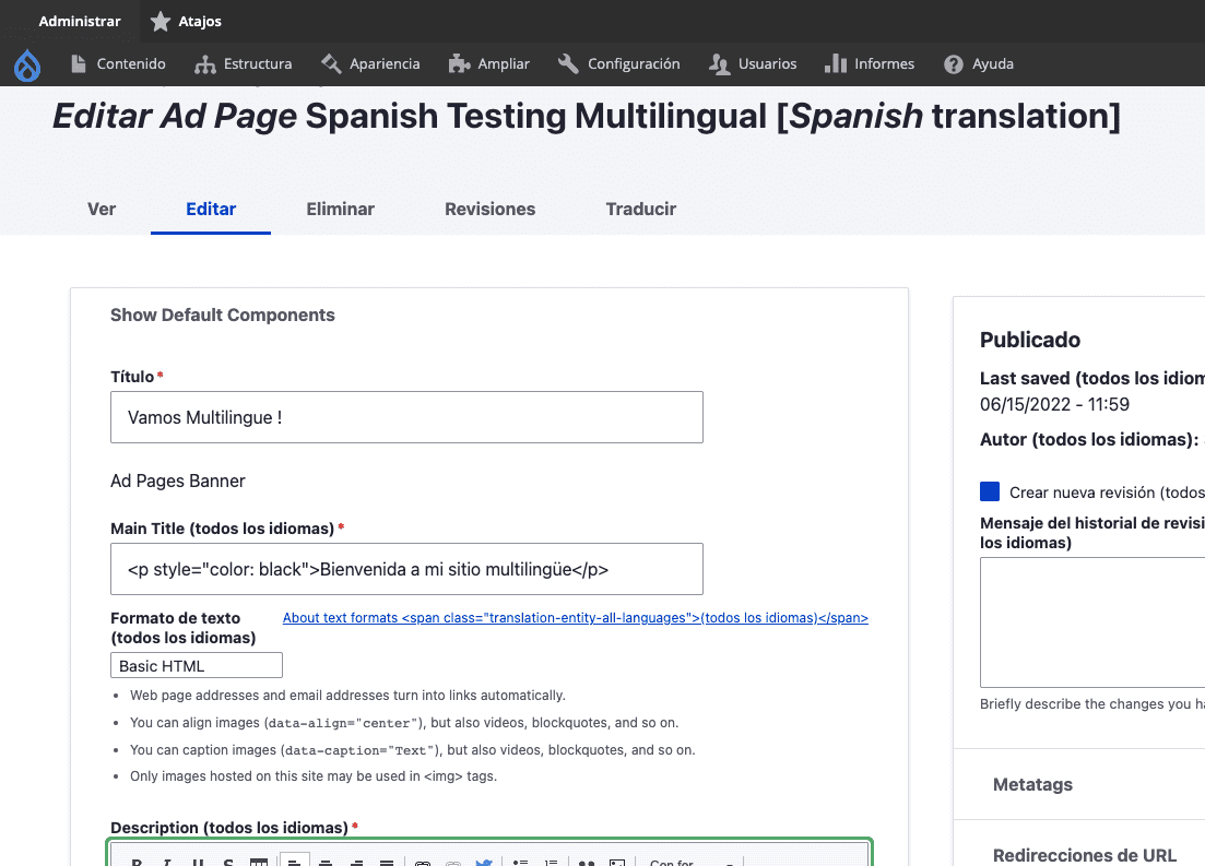 Add Spanish Page Testing