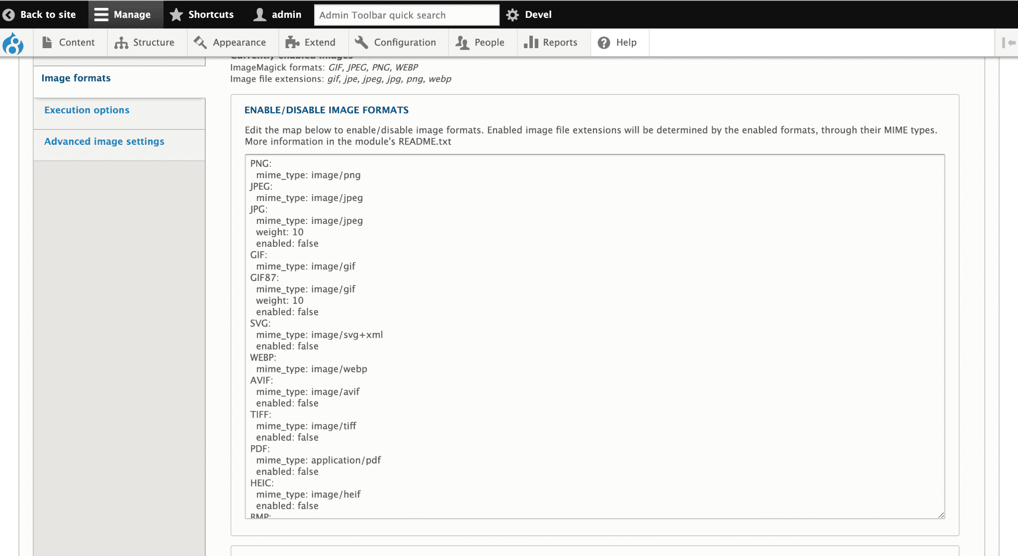 Imagemagick supported format