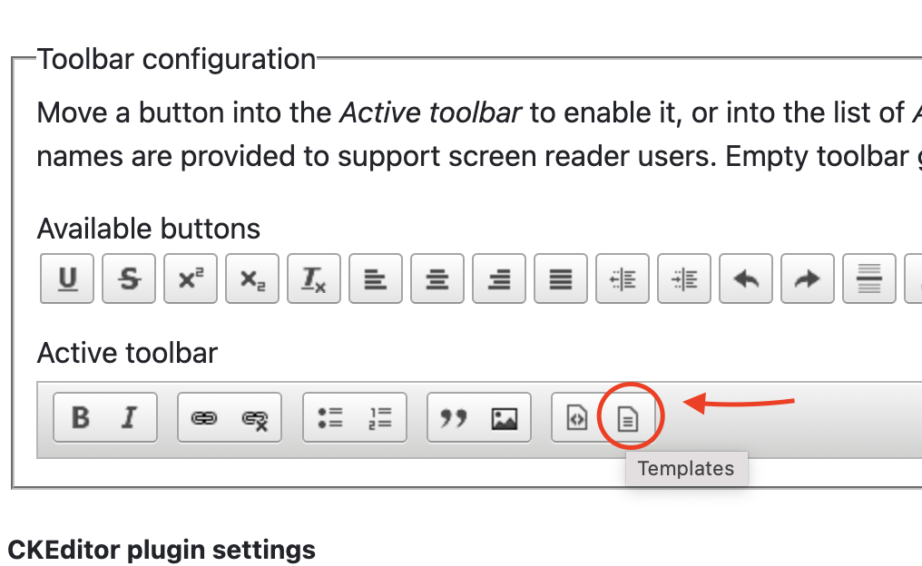 ckeditor plugin settings