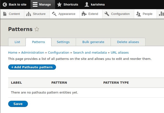 Drupal Pathauto Configuration