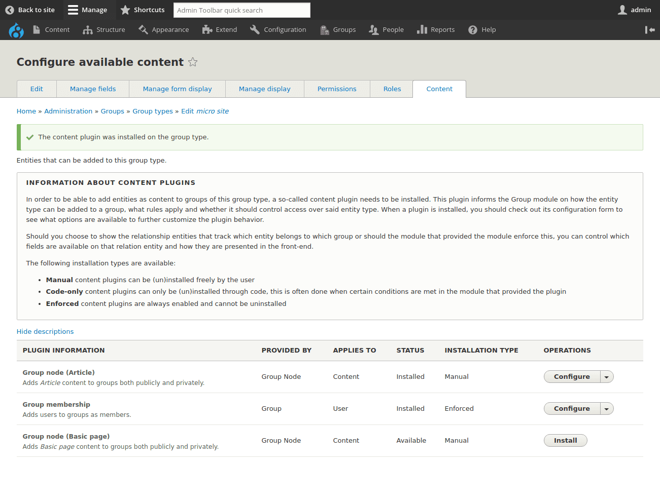 configure contents
