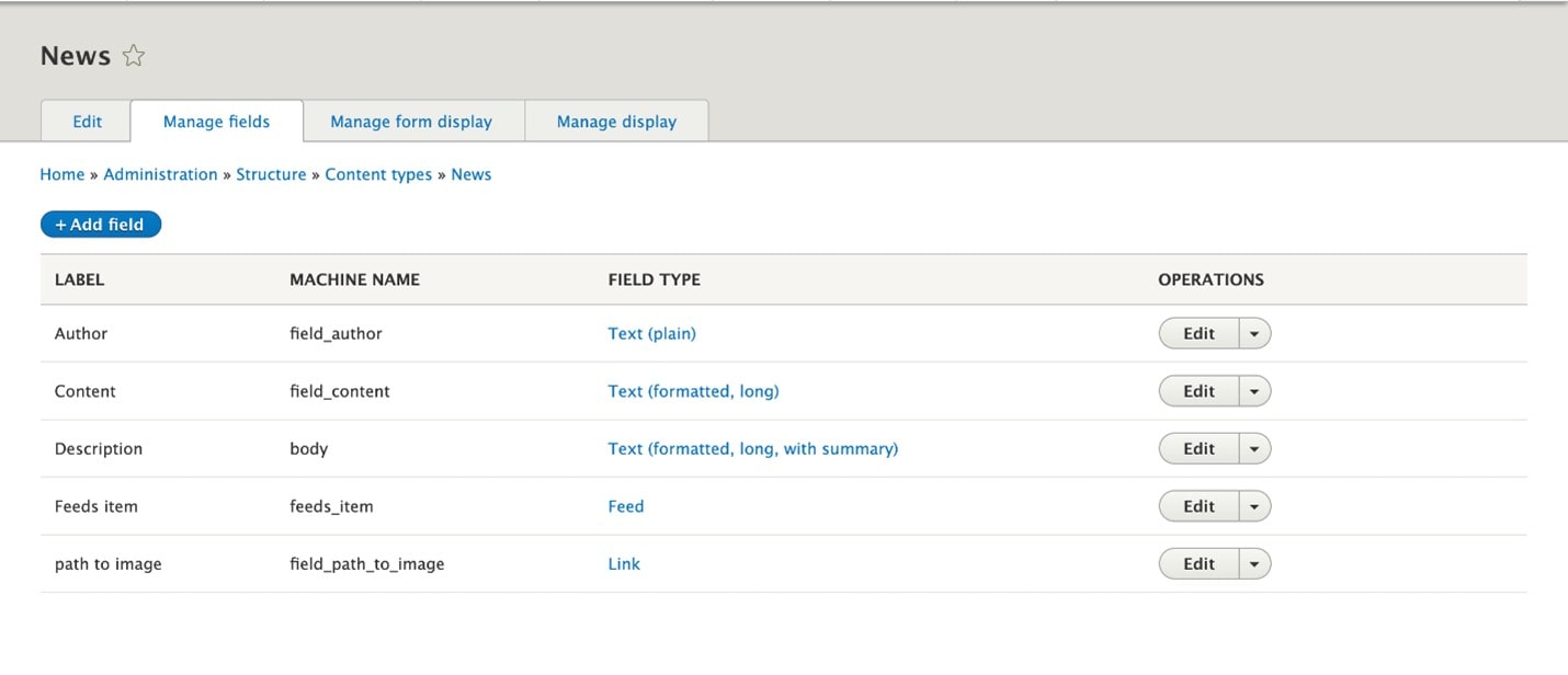 content type-feed module