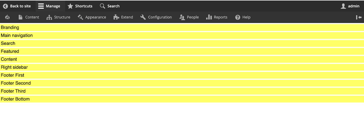 Regions added in info.yml and page.html.twig