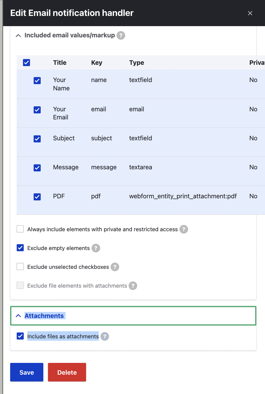 email notification handler