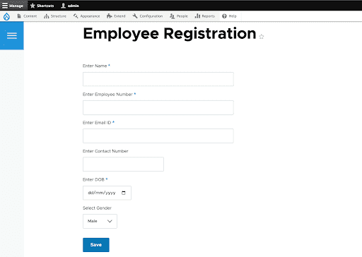 employee registration form