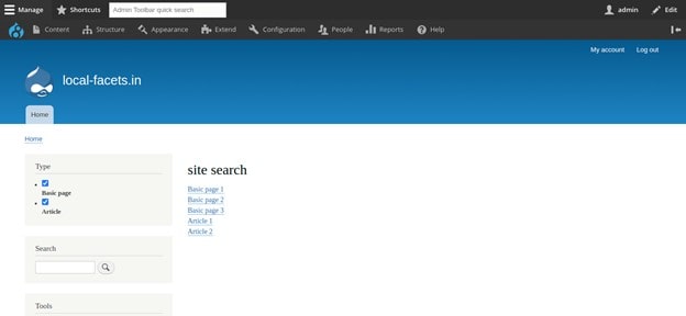 Result: The Faceted Search Page