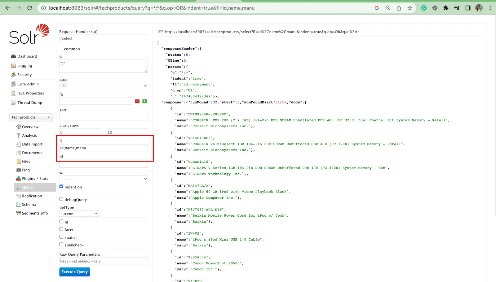 field list parameter