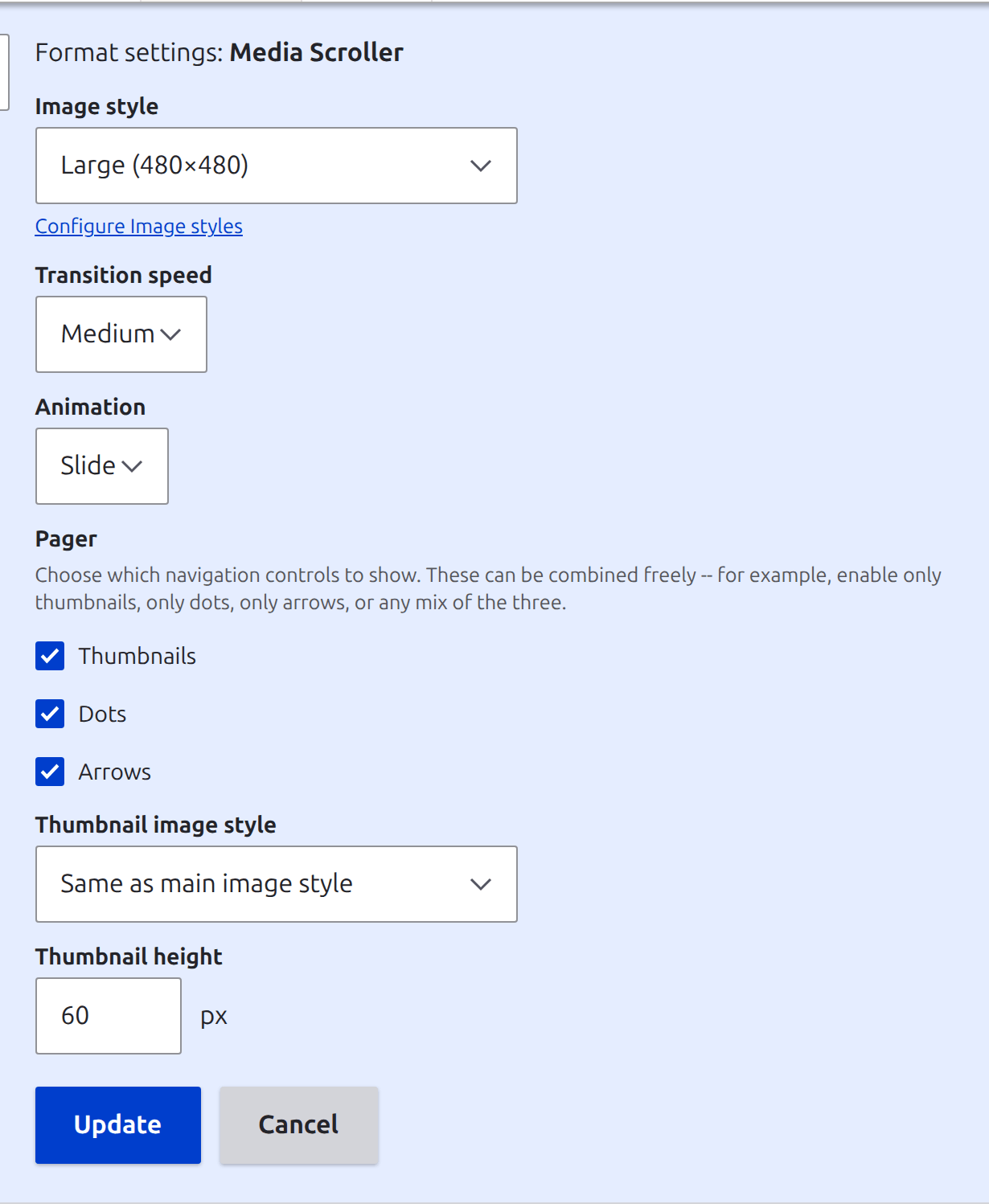 format settings