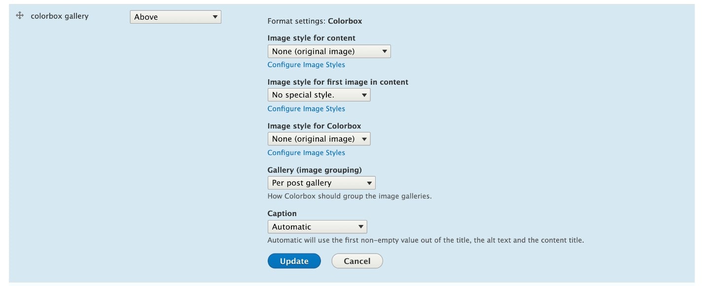 Manage display of ColorBox