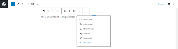 gutenberg paragraph block configuration