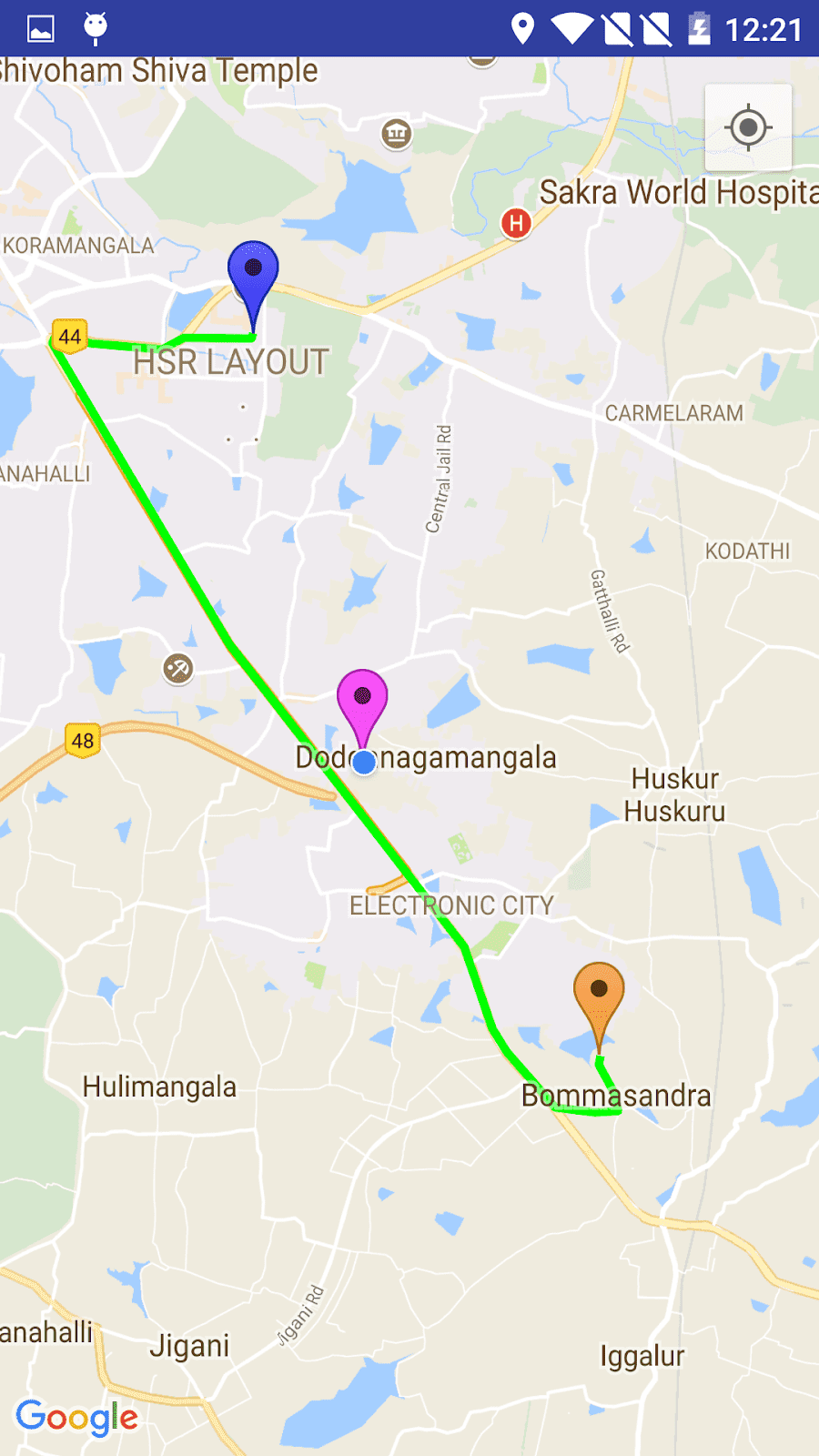 Map route screen
