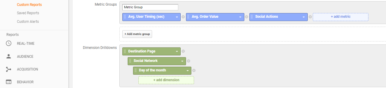 metrics and dimensions