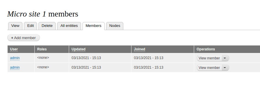 micro site member