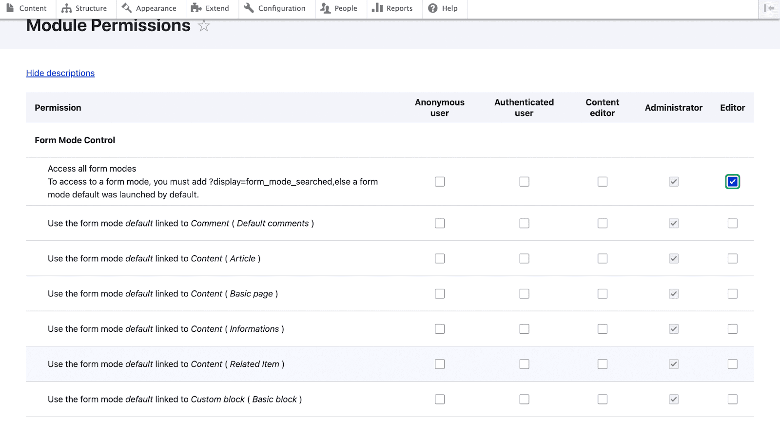 module permission