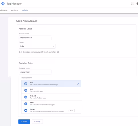 Google Tag Manager-Create n account