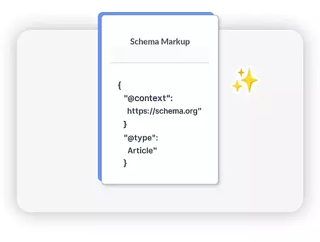 A digital illustration of schema markup code snippet for an article indicating its context and type, with decorative stars.