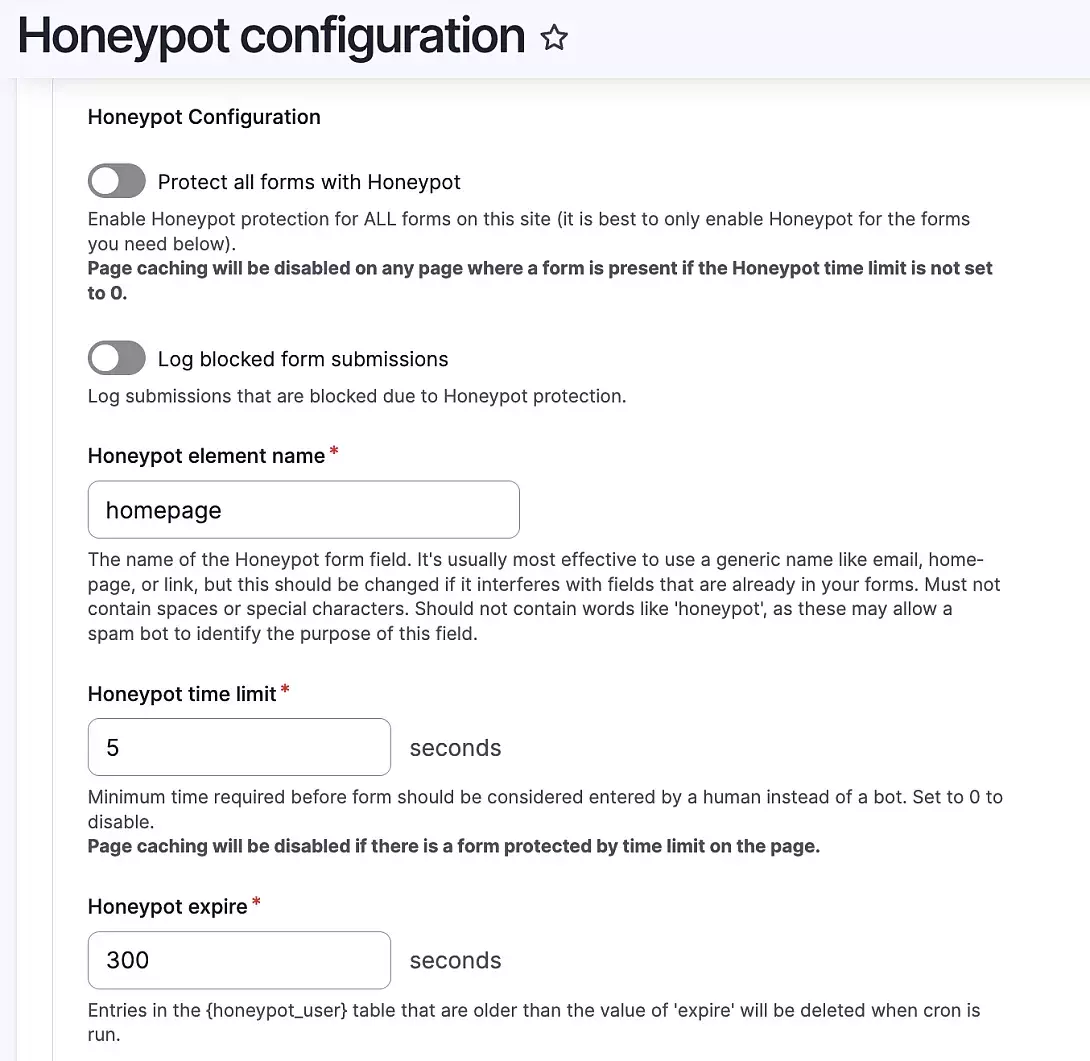 honeypot drupal security module 