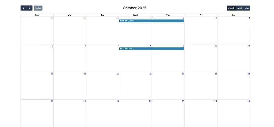 display event items in calendar