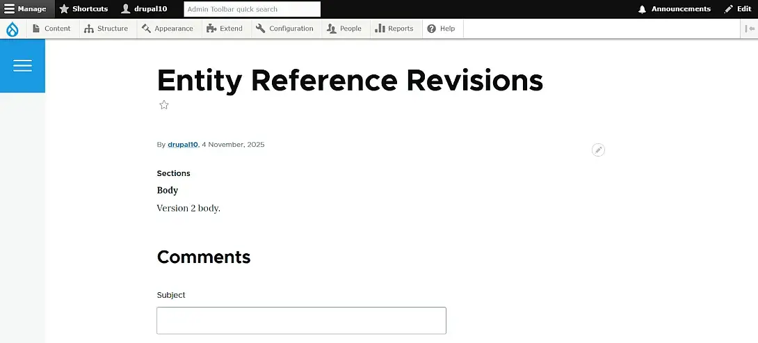 entity reference revisions current version