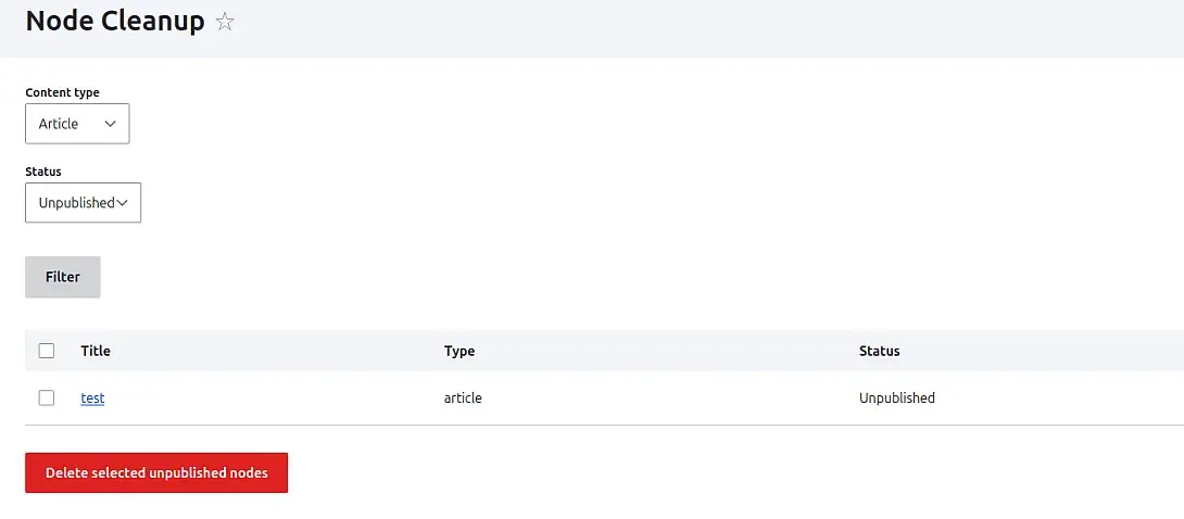 node cleanup unpublished nodes