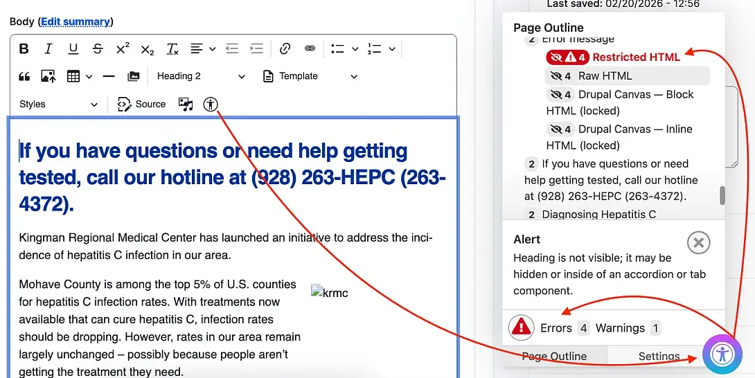 ckeditor accessibility checker